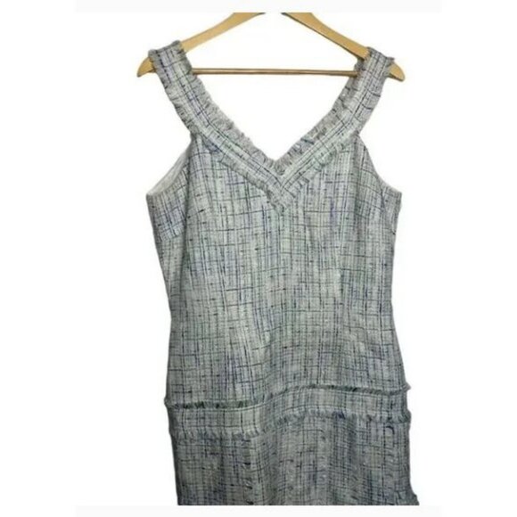 David Meister Tweed Fringe Sleeveless Preppy Feminine Dress Size 12 - Picture 4 of 9